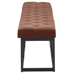 Amun-bænk med stofbetræk quiltet polstring mat sort metalramme 100‑150 cm