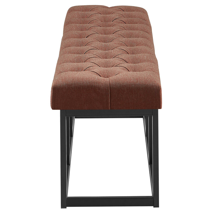 Amun-bænk med stofbetræk quiltet polstring mat sort metalramme 100‑150 cm