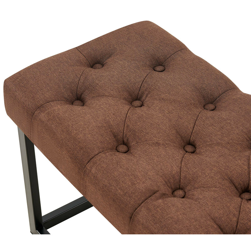 Amun-bænk med stofbetræk quiltet polstring mat sort metalramme 100‑150 cm