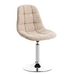 Roterende spisebordstol med polstret stofsæde kromramme og trompetben