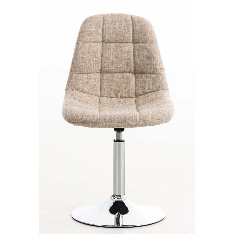 Roterende spisebordstol med polstret stofsæde kromramme og trompetben