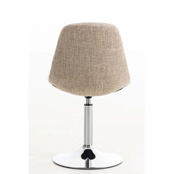 Roterende spisebordstol med polstret stofsæde kromramme og trompetben