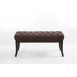 Elegant chesterfield bænk med polstret sæde og træben 120 cm