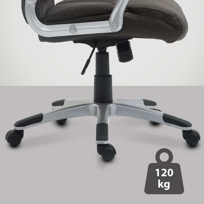 Ergonomisk kontorstol med vipemekanisme, højdejustering, 360° rotation og stof