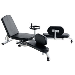 Justerbart spagatapparat med trinløs drejemekanisme polstret sæde og justerbar ryglænke