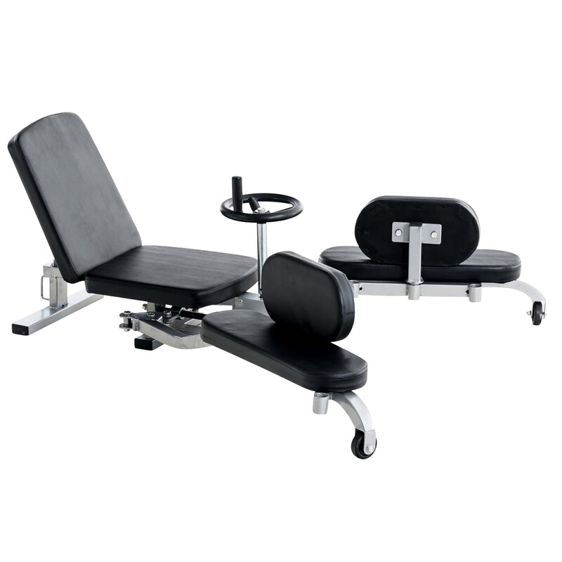 Justerbart spagatapparat med trinløs drejemekanisme polstret sæde og justerbar ryglænke