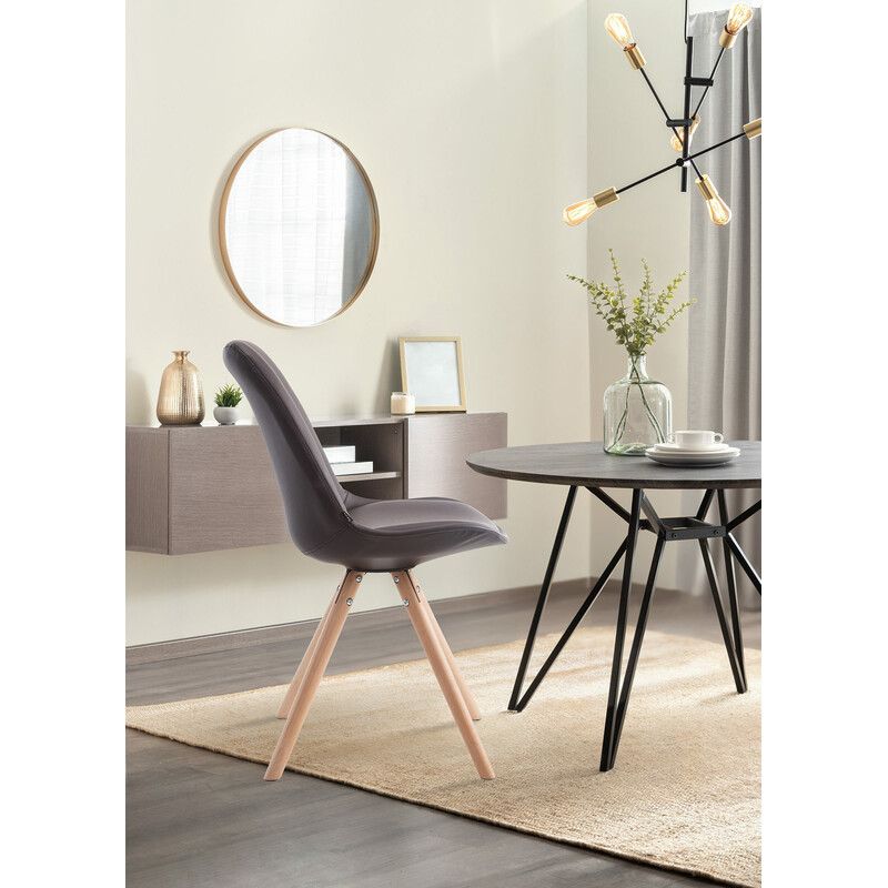 Rund spisestol i kunstlæder med pyökkitræ ramme komfortabel og robust