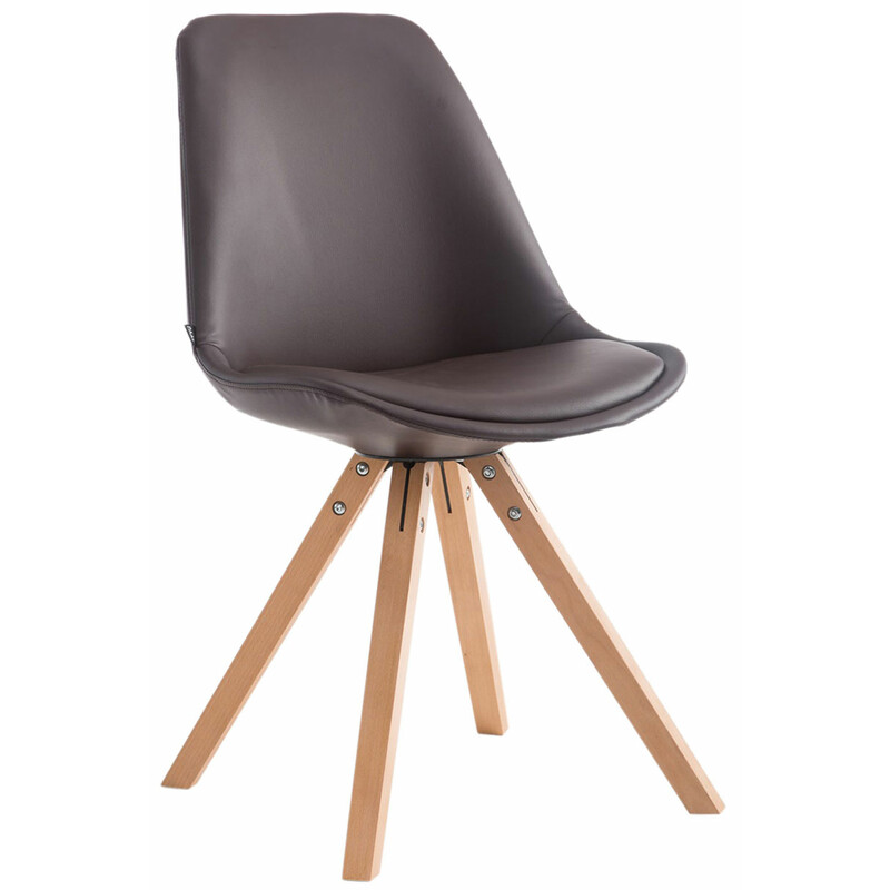 Elegant firebenet besøgsstol polstret i træ med kunstlæder