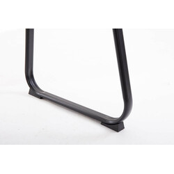 Elegant polstret besøgsstol med sort metalfod og tuftet sædebetræk