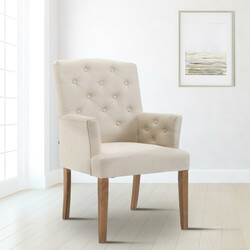 Elegant Chesterfield spisestol med armlæn polstring og polyesterbetræk