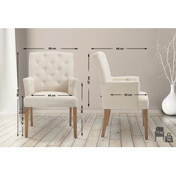 Elegant Chesterfield spisestol med armlæn polstring og polyesterbetræk