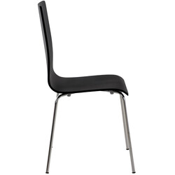 4 stykker Pepe ventelokale stol med ergonomisk træsidde og kromet metalramme