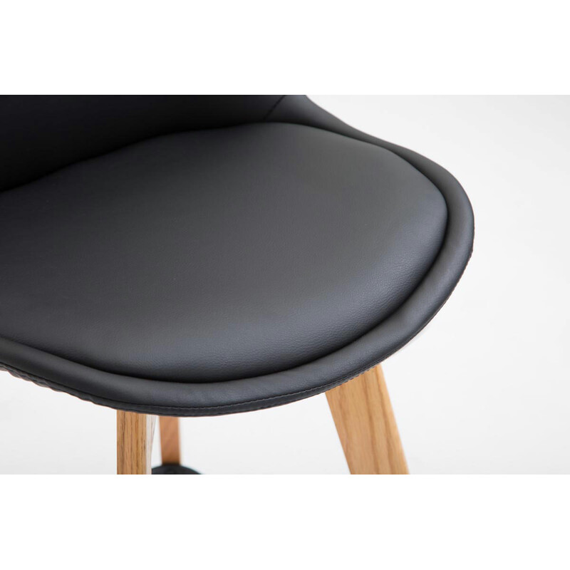 Elegant barstol med egetræsstel metalfodstøtte og komfortabelt sæde