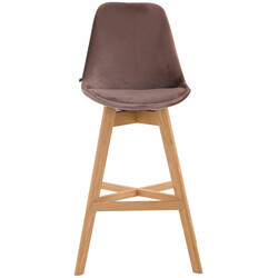 Elegant egetræ barstol med rygstøtte og fodstøtte i fløjl