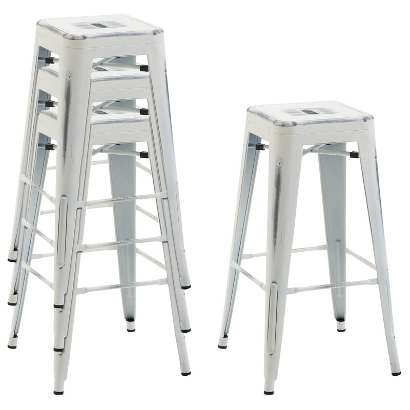 Joshua V2 industriel barstol i pulverlakkeret metal stabelbar 136 kg