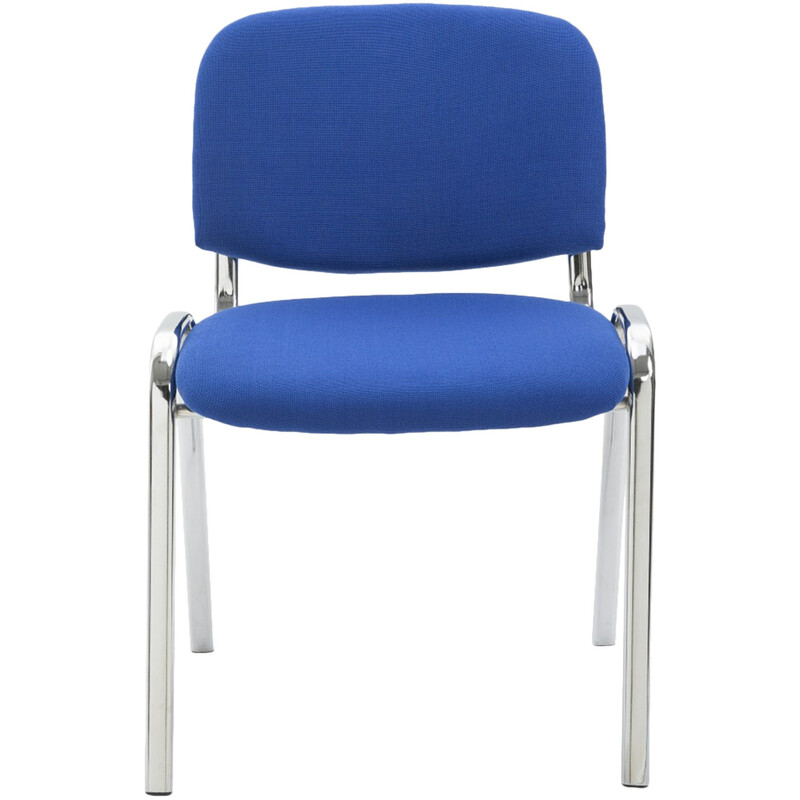 Ken stabelbar besøgsstol med kromet ramme polstret sæde og letplejet stofbetræk