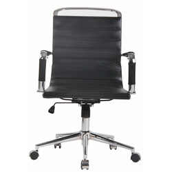 Ergonomisk kontorstol med læder eller kunstlæder justerbar højde roterende kromramme 5 hjul