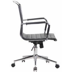 Ergonomisk kontorstol med læder eller kunstlæder justerbar højde roterende kromramme 5 hjul