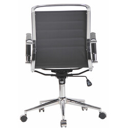 Ergonomisk kontorstol med læder eller kunstlæder justerbar højde roterende kromramme 5 hjul