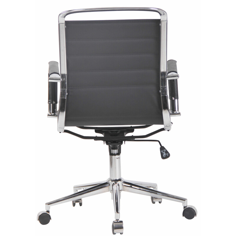 Ergonomisk kontorstol med læder eller kunstlæder justerbar højde roterende kromramme 5 hjul