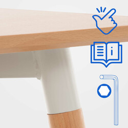 Viborg køkkenbord MDF bordplade med justerbare gulvbeskyttere 60x60 eller 80x80