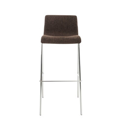 Moderne stabelbar hover barstol med metalramme og stofbetræk