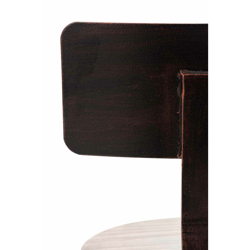 Industristil justerbar barstol med fyrretræsæde og metalramme