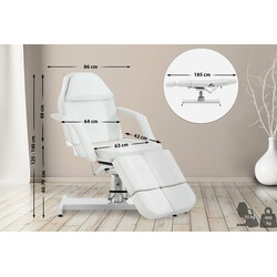 Hydraulisk kosmetologisk behandlingsbord med hydraulisk højdejustering og ansigtsudskæring