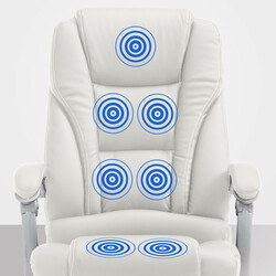 Massage kontorstol i kunstlæder med fodstøtte og 7 massagepunkter