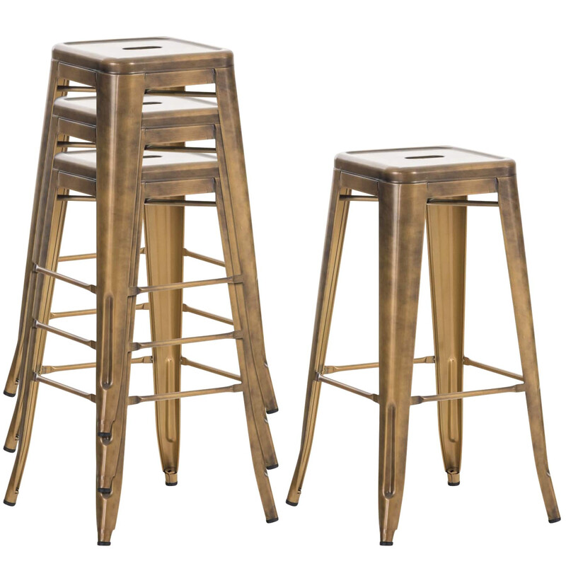 Joshua metal barstole sæt 2 stk stabelbare industrielt design