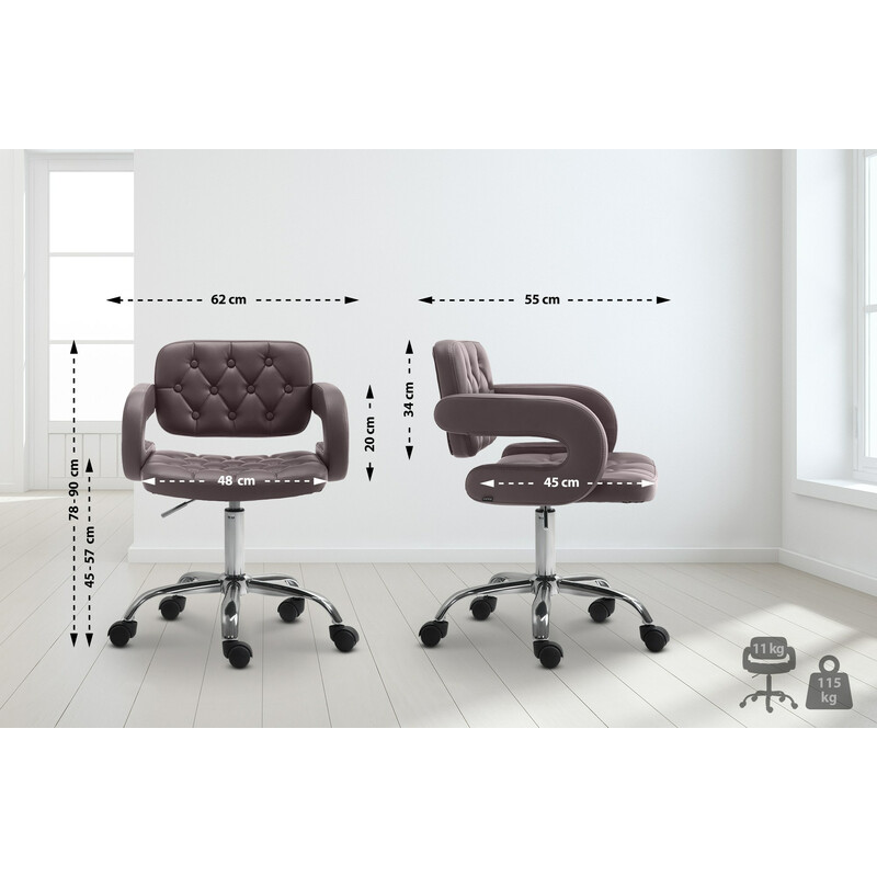 Dublin justerbar arbejdsstol med kunstlæder armlæn og hjul