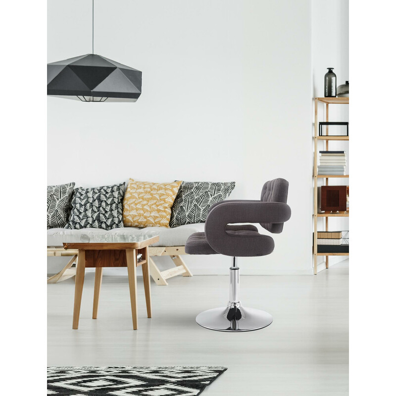 Stilfuld Dublin lænestol med justerbar højde og stofbetræk metalramme