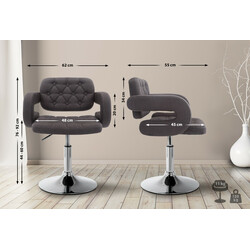 Stilfuld Dublin lænestol med justerbar højde og stofbetræk metalramme