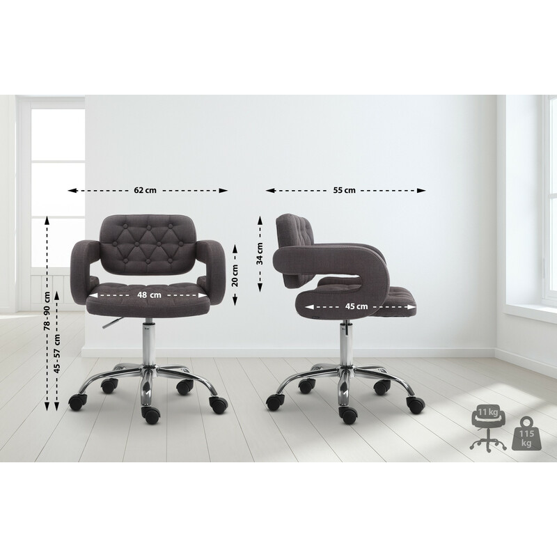 Dublin arbejdsstol med stofbetræk bølgede armlæn roterende og højdejusterbar