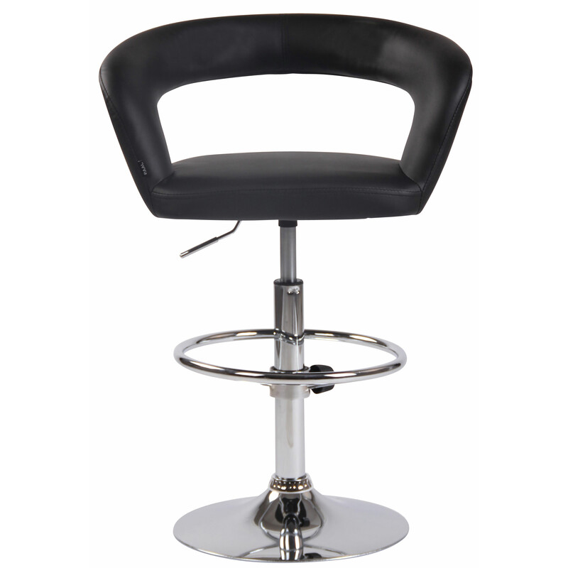 Justerbar barstol med roterende sæde og fodstøtte i kromet metal