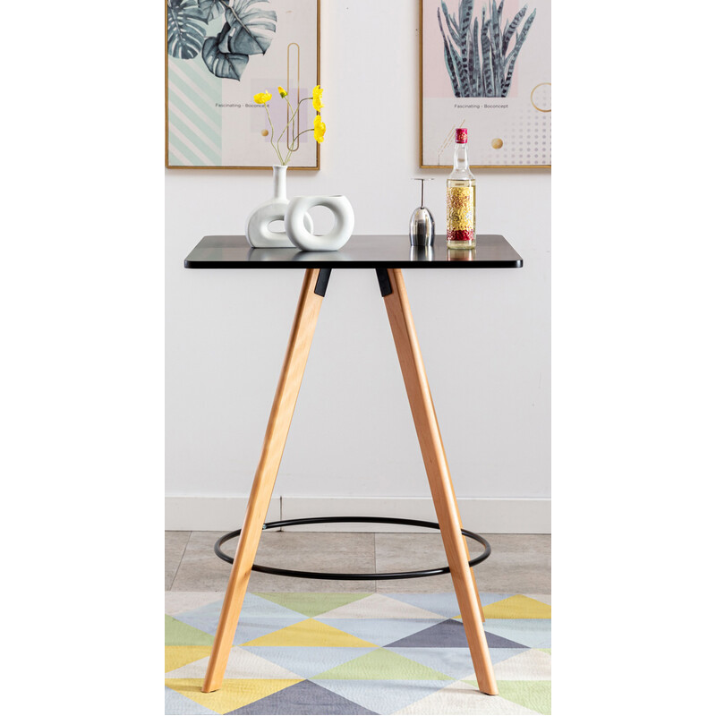 Firkantet ståbord i fyrretræ 105 cm med buede ben Skandinavisk design