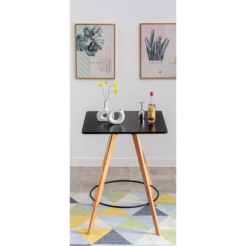 Firkantet ståbord i fyrretræ 105 cm med buede ben Skandinavisk design