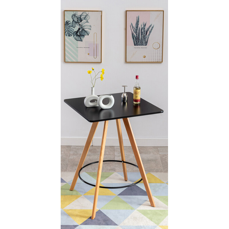 Firkantet ståbord i fyrretræ 105 cm med buede ben Skandinavisk design