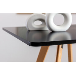 Firkantet ståbord i fyrretræ 105 cm med buede ben Skandinavisk design