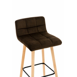 Lincoln fløjlsagtig barstol med træramme og metalbenstøtte til køkken