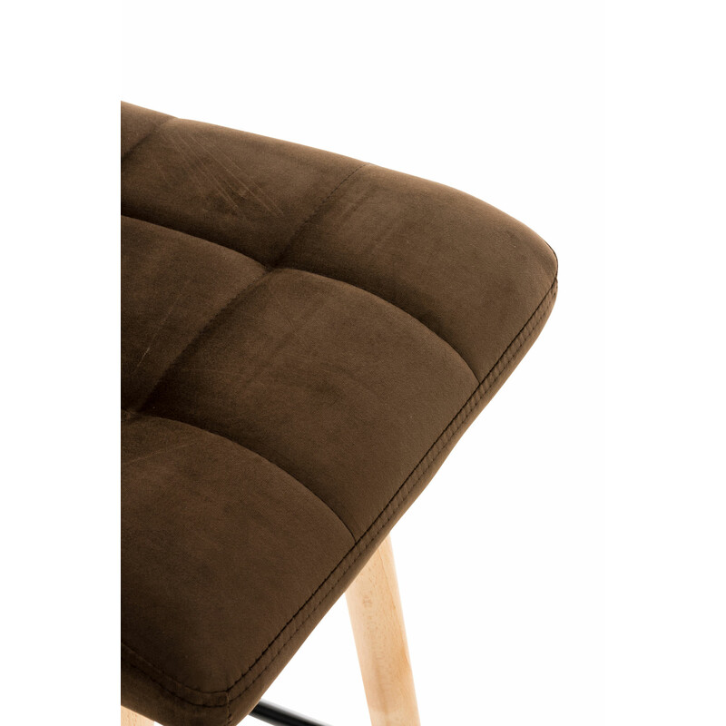 Lincoln fløjlsagtig barstol med træramme og metalbenstøtte til køkken