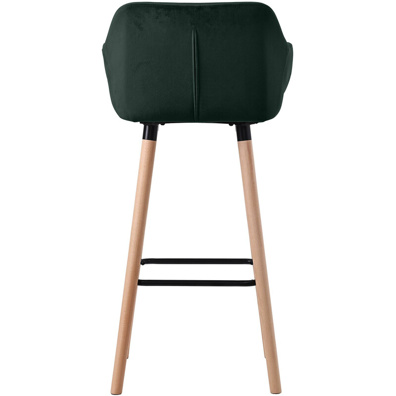 Fløjlsbelagt barstol med ryglæn armlæn benstøtte og fyrretræ ramme