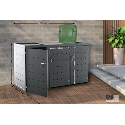 Nelli-jäteastiasuoja 2-3 affaldsbeholdere låsbare døre vejrbestandig rustfrit stål