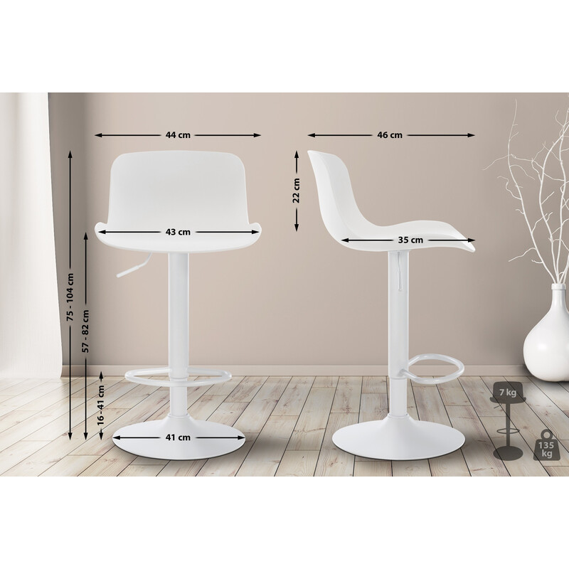 Almada højdejusterbar barstol med ergonomisk rygstøtte fodstøtte og 360° drejelig sæde