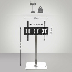 Justerbart tv-stativ til 32-65 tommer skærme 40 kg med rund eller firkantet bund