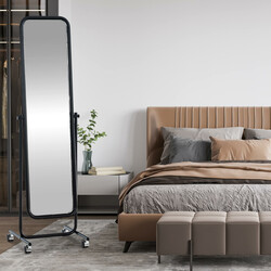 Medusa fuldkropsspejl 166 cm metalramme med hjul tilt og drej