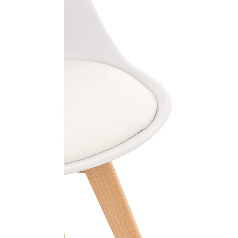 Elegant spisestol med firebenet birketræramme og polstret læderbetræk