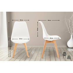 Elegant spisestol med firebenet birketræramme og polstret læderbetræk