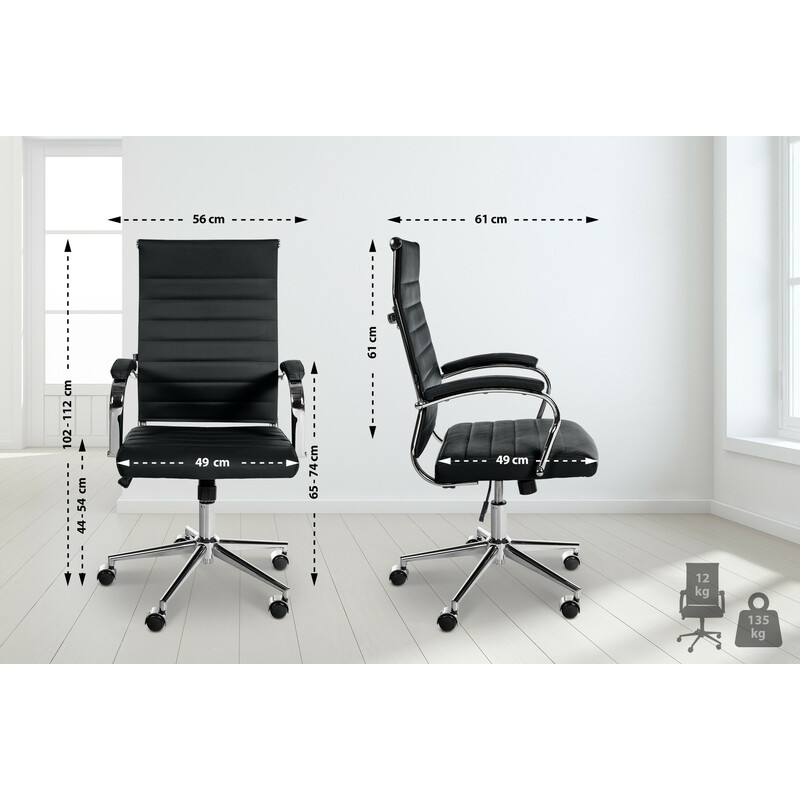 Ægte læder kontorstol med ergonomisk design justerbar funktion metalramme