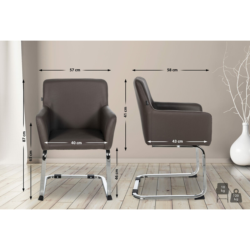 Puka lænestol med polstret sæde armlæn og rustfri stålrække